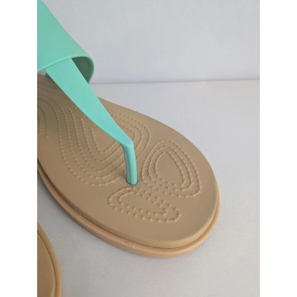 Crocs Tulum Flip Sandals Women’s Size 11 Jade Stone Bright Blue Thong Flop Shoes
